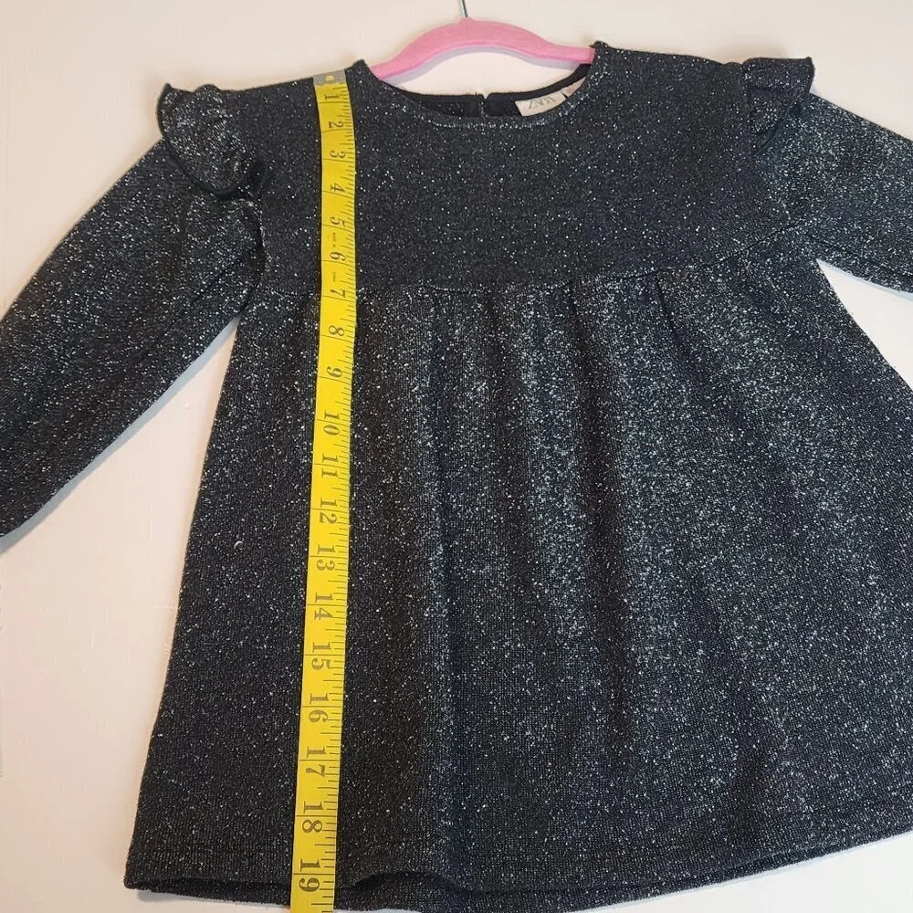 Zara girls 3-4 black dress metallic shimmer Holidays